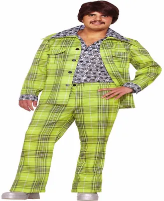 Buy Seasons Men's 70's Plaid Leisure Suit Costume