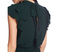 1.state Women's Short Flutter Sleeve Mock Neck Tie Back Jumpsuit