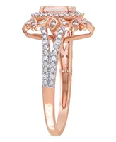 Morganite (3/4 ct. t.w.) and Diamond (1/5 Floral Halo Ring 10k Rose Gold