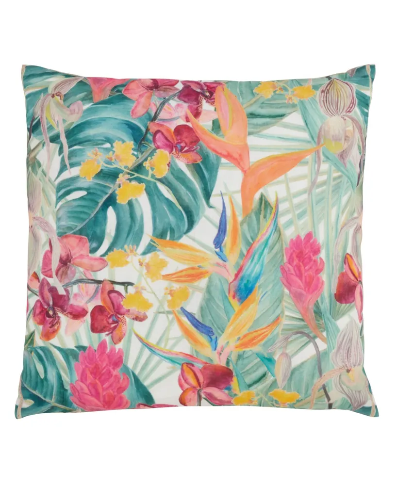 Saro Lifestyle Tropical Floral Printed Decorative Pillow, 18" x 18"