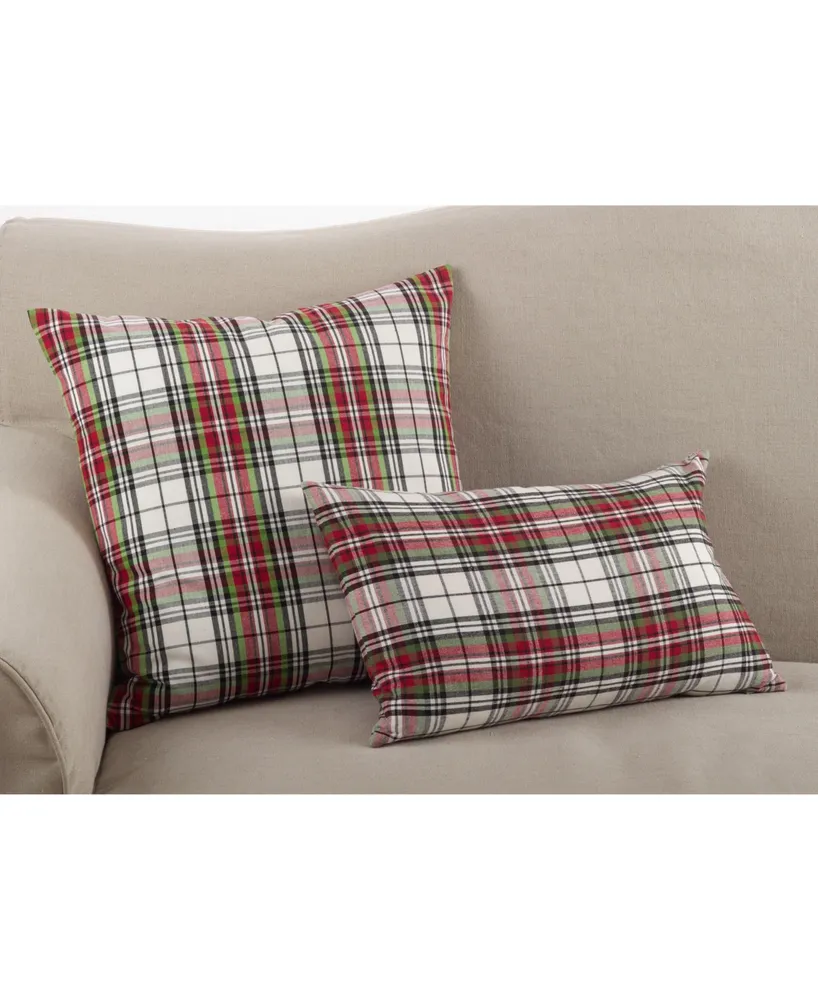 Saro Lifestyle Classic Tartan Plaid Pattern Cotton Throw Pillow, 12" x 20"