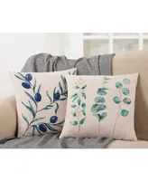 Saro Lifestyle Eucalyptus Printed Decorative Pillow, 18" x 18"