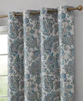 Hlc.me Amalfi Paisley Faux Silk 100% Blackout Room Darkening Thermal Lined Curtain Grommet Panels for Bedroom