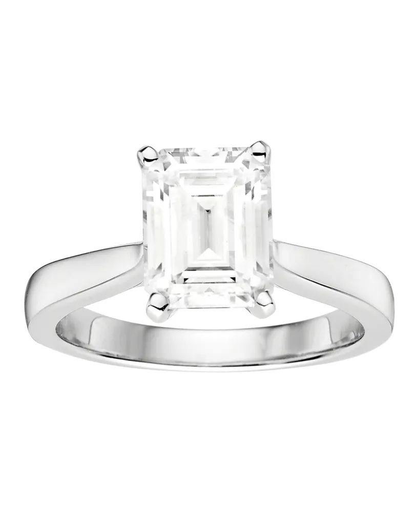 Moissanite Emerald Solitaire Ring 2-1/2 ct. t.w. Diamond Equivalent 14k White Gold