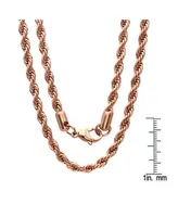 Steeltime Men's 18k Rose gold Plated Stainless Steel Rope Chain 30" Necklace