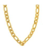 Steeltime Men's 18k gold Plated Stainless Steel Accented 10mm Figaro Chain Link 24" Necklaces