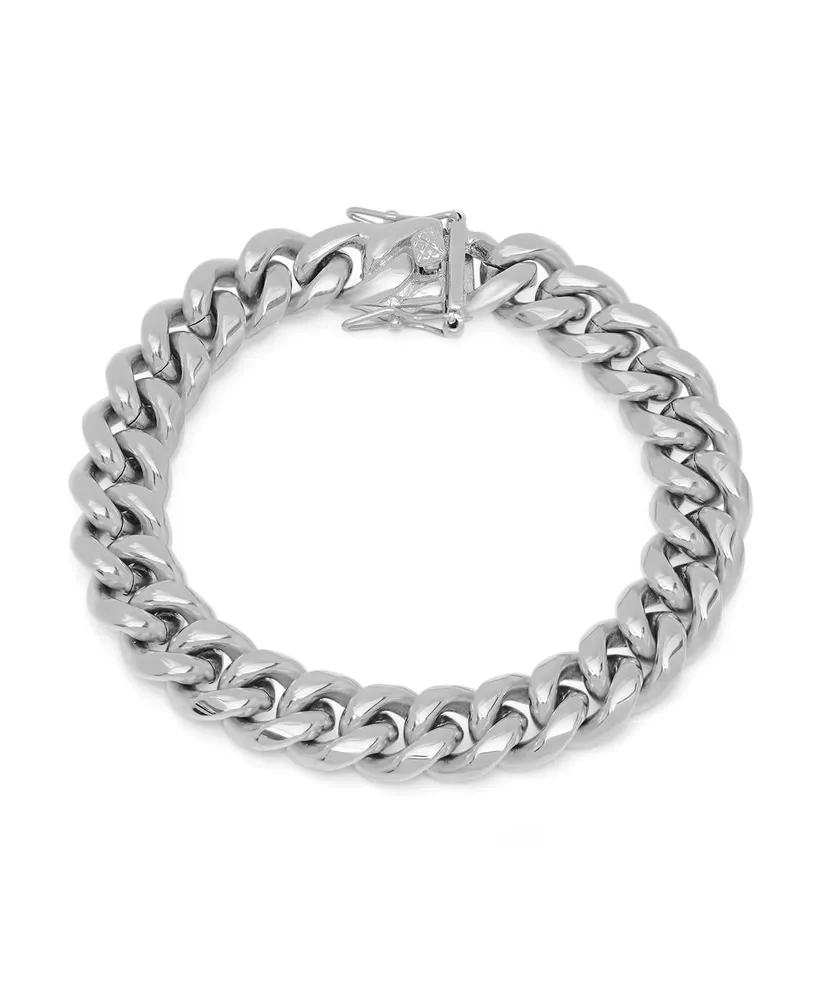 Steeltime Men's Stainless Steel Miami Cuban Chain Link Style Bracelet with 12mm Box Clasp Bracelet