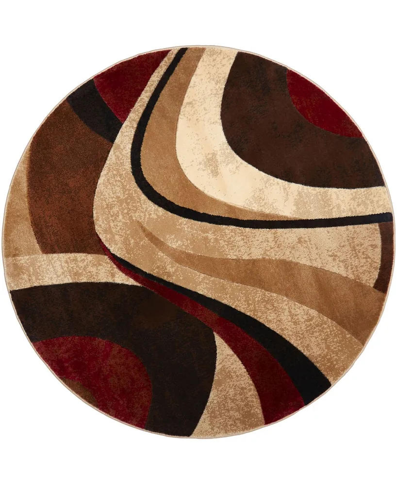 Global Rug Designs Brighton BRI13 Brown 7'10" Round Area Rug