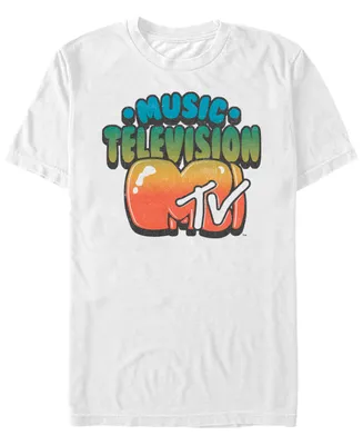 Mtv Men's Gradient Bubble Letters Logo Short Sleeve T-Shirt
