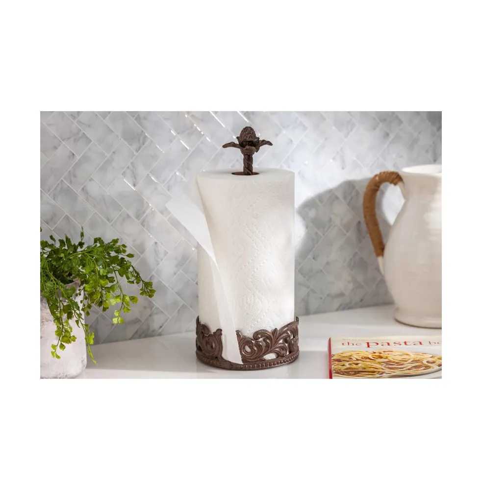 The Gg Collection Paper Towel Holder in Acanthus Leaf Cast Metal