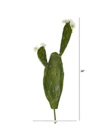 Nearly Natural 24" Flowering Cactus Artificial Plant, Set of 4