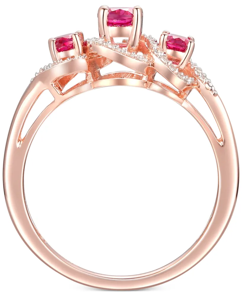Ruby (3/4 ct. t.w.) & Diamond (1/10 ct. t.w) Statement Ring in 14k Rose Gold Over Sterling Silver
