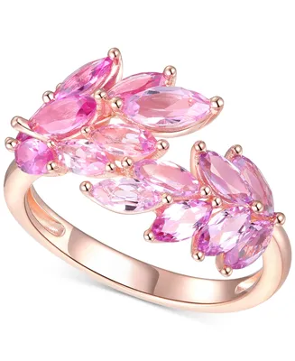 Lab-Grown Pink Sapphire Leaf Statement Ring (2 ct. t.w.) in 14k Rose Gold-Plated Sterling Silver