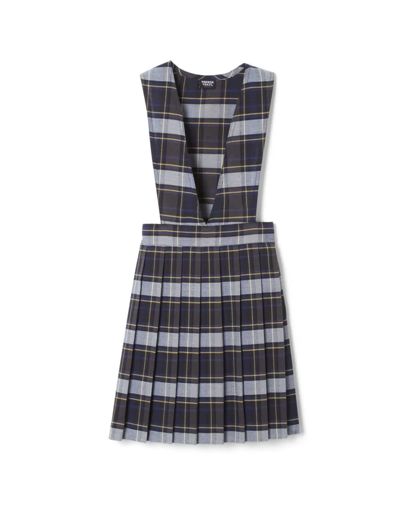 French Toast Big Girls V-Neck Pleated Plaid Jumper