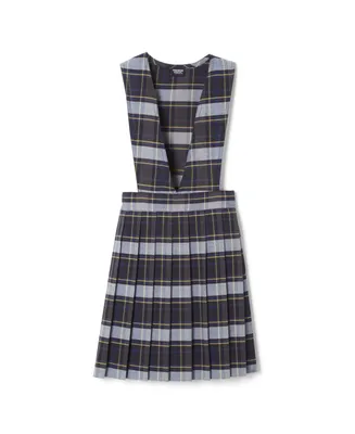 French Toast Big Girls V-Neck Pleated Plaid Jumper