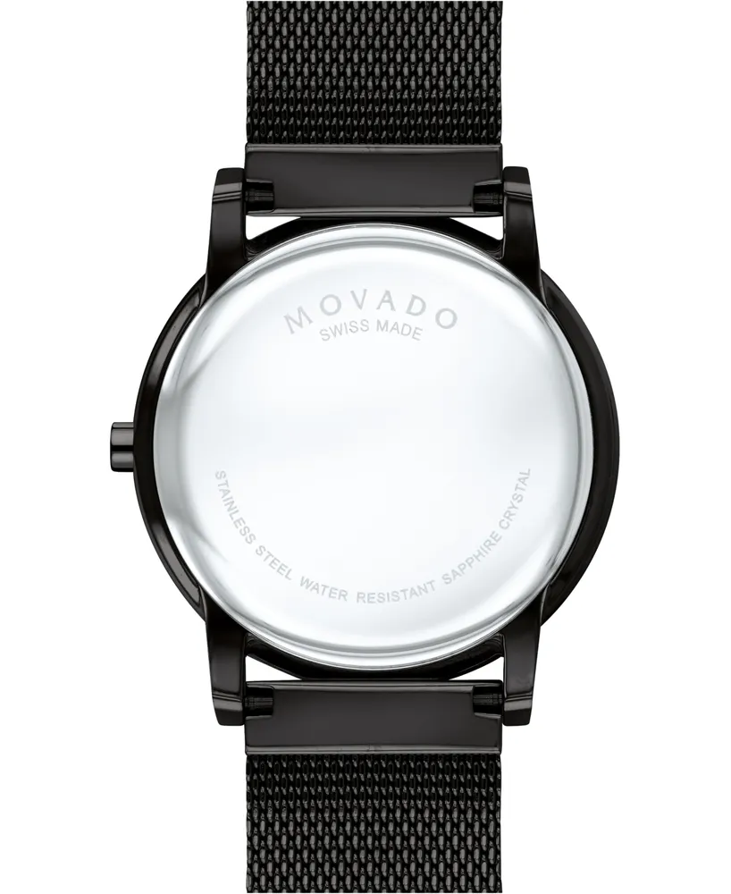 Movado Men's Swiss Museum Black Pvd Mesh Bracelet Watch 40mm