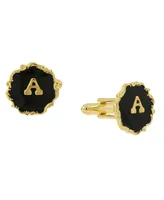 1928 Jewelry 14K Gold-Plated Enamel Initial A Cufflinks