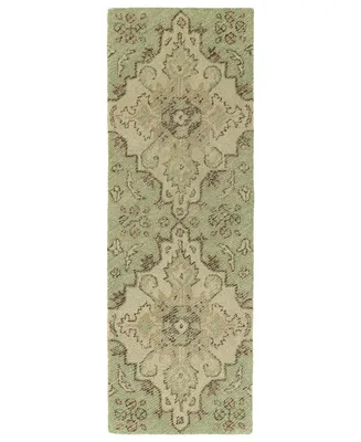 Kaleen Weathered WTR02-50 Green 3' x 10' Runner Rug