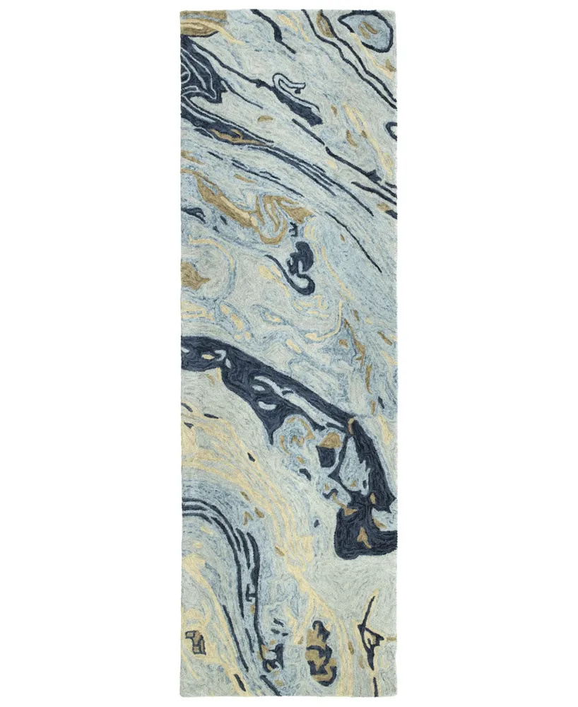 Kaleen Marble MBL01-17 Blue 2'6" x 8' Runner Rug