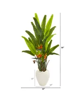 Nearly Natural 59" Bird Of Paradise Artificial Plant in White Planter