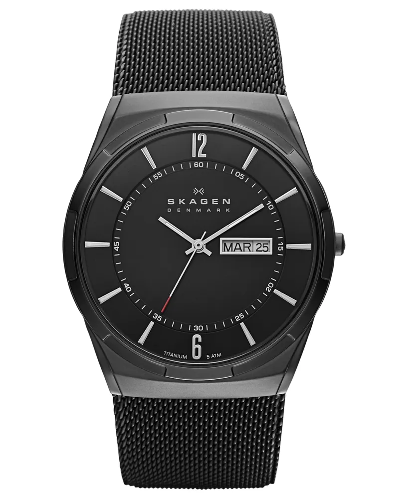 Skagen Men's Melbye Black Titanium Mesh Bracelet Watch 40mm SKW6006