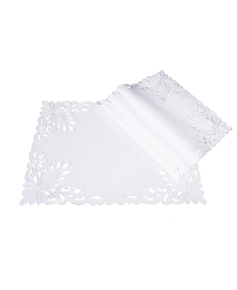 Xia Home Fashions Wilshire Embroidered Cutwork Placemats, 14" x 20", Set of 4