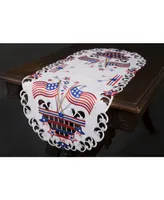 Xia Home Fashions Star Spangled Embroidered Cutwork Table Runner