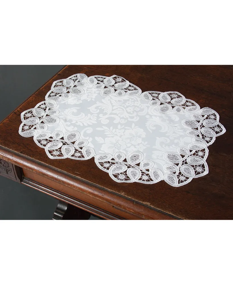 Xia Home Fashions Antebella Lace Embroidered Cutwork Placemats, 13" x 19", Set of 4