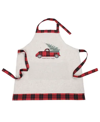 Manor Luxe Vintage Tartan Truck with Christmas Tree Apron
