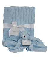 3 Stories Trading Baby Mode Signature Cable Knit Baby Blanket Gift Set