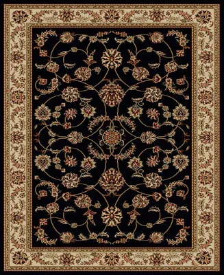 Closeout! Km Home 1596/1311/Black Pesaro Black 5'5" x 7'7" Area Rug