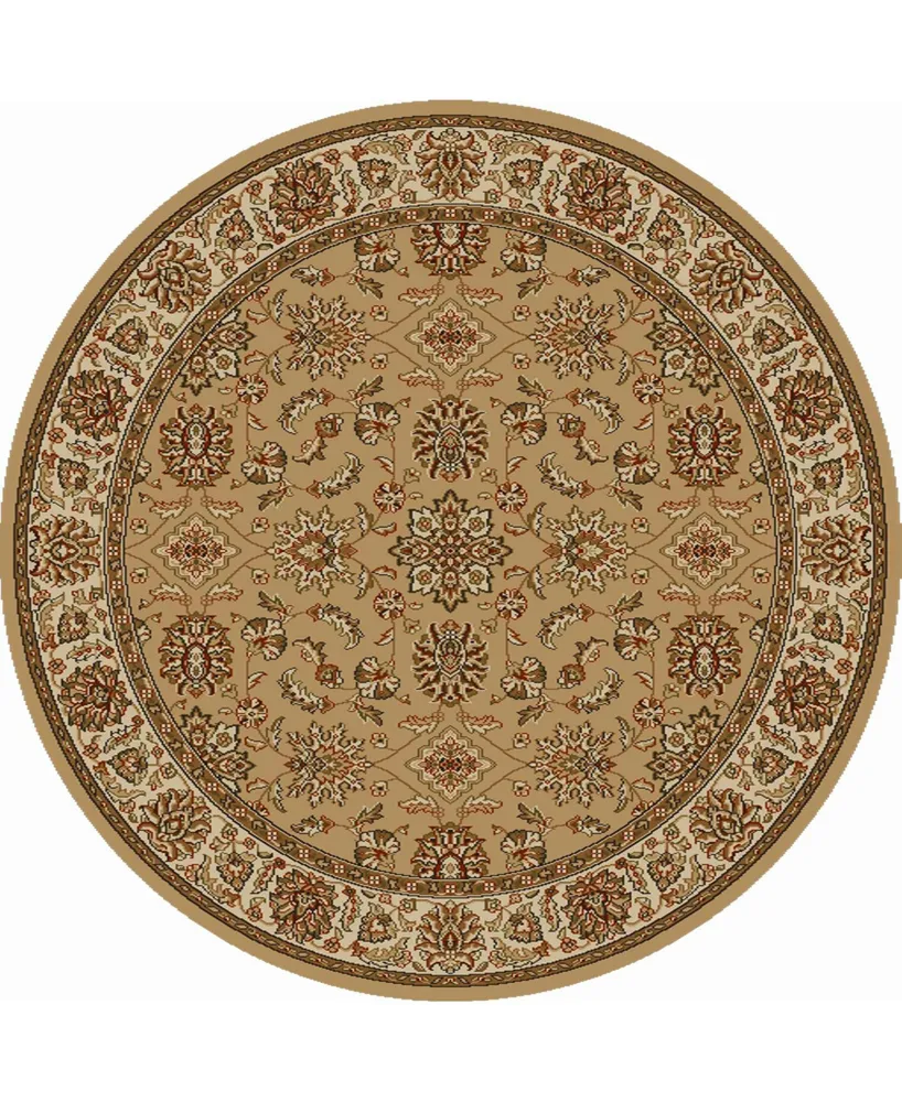 Closeout! Km Home 1592/1075/Beige Pesaro Beige 5'3" x 5'3" Round Area Rug