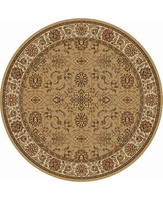 Closeout! Km Home 1592/1075/Beige Pesaro Beige 5'3" x 5'3" Round Area Rug