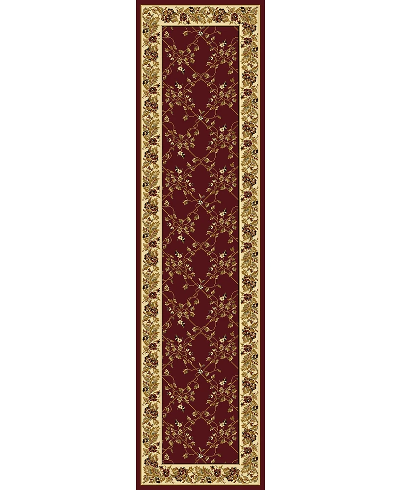 Closeout! Km Home 1427/1734/Burgundy Navelli Red 2'2" x 8' Runner Rug