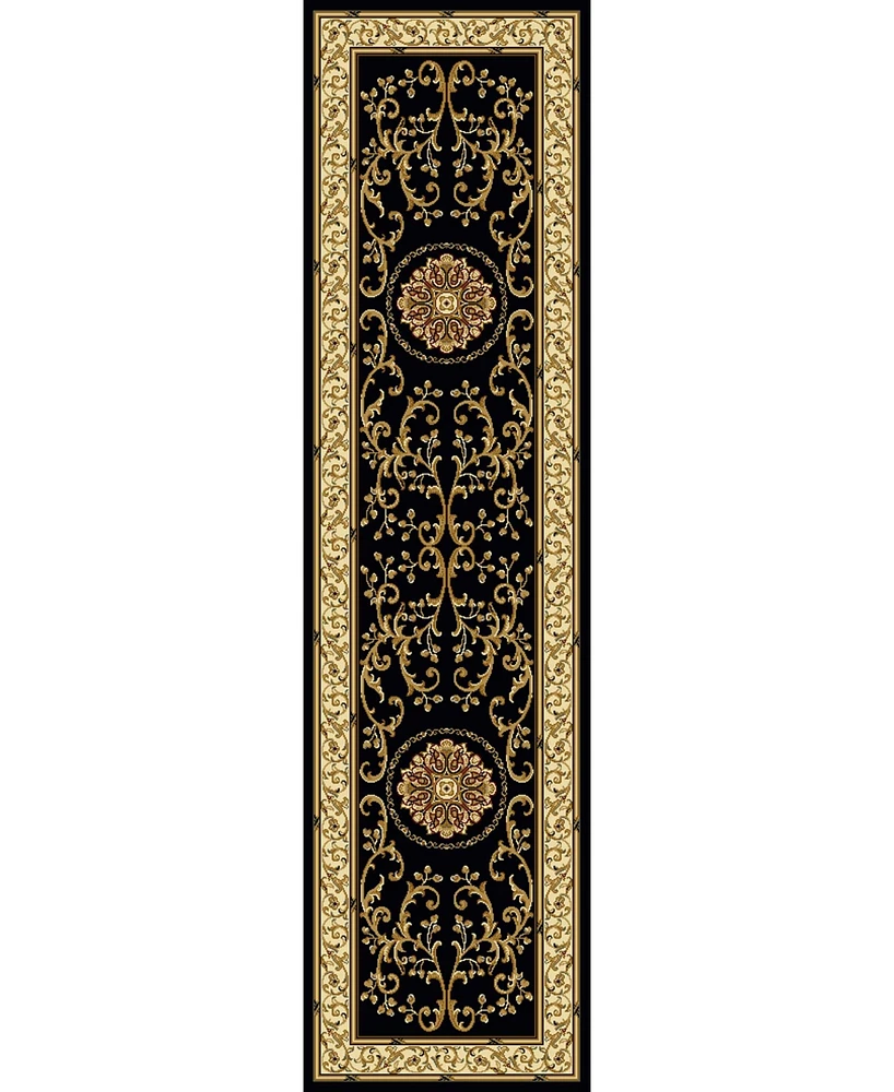 Closeout! Km Home 1419/1324/Black Navelli Black 2'2" x 8' Runner Rug
