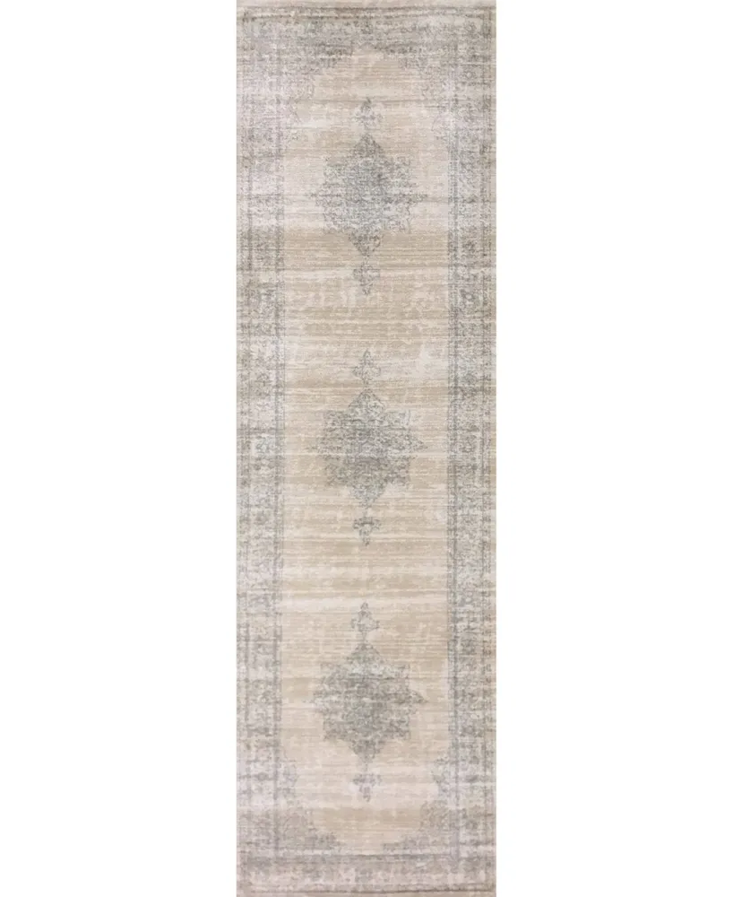 Closeout! Km Home 3563/0023/Bone Cantu Ivory/ Cream 2'2" x 7'7" Runner Rug