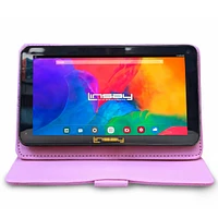 Linsay New 7" Tablet Quad Core 64GB Storage Android 13 with Pink Case