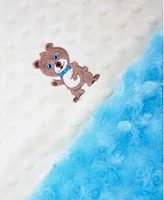 Lil' Cub Hub Minky Baby Boy Blanket With Embroidered Boy Bear