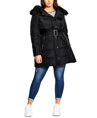 City Chic Women's Longline Puffer Jacket