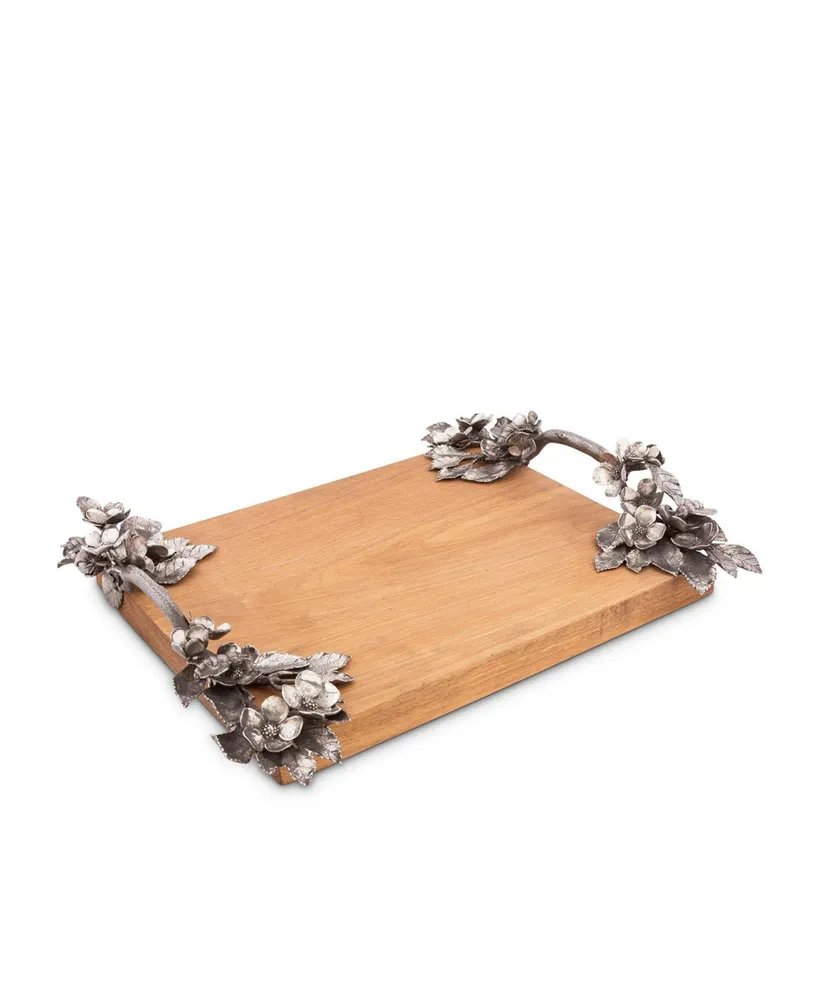 Vagabond House Pewter Bee and Flower Hardwood Serving Tray