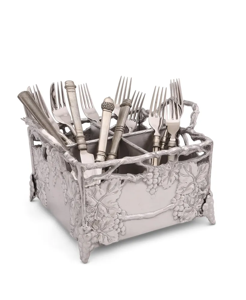 Arthur Court Designs Aluminum Grapevine Flatware Silverware Caddy