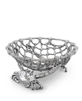 Arthur Court Fruit Centerpiece Basket "Crab and Net" Ocean, Seacoast Aluminum Hand Polished
