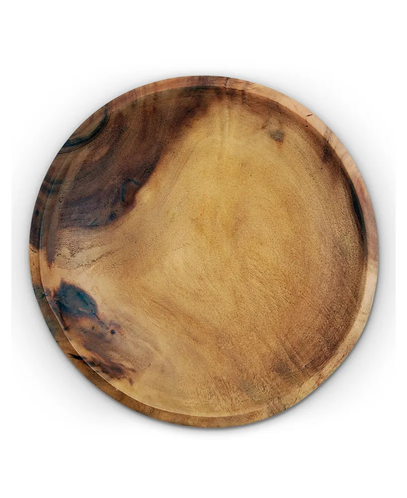 Arthur Court Acacia Wood Serving Bowl for Fruits or Salads Calabash Round Shape Style Large Wooden Single Bowl