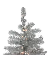 Northlight 4.5' Pre-Lit Silver Metallic Artificial Tinsel Christmas Tree - Clear Lights