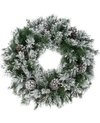 Northlight 24" Flocked Angel Pine with Pine Cones Artificial Christmas Wreath - Unlit