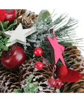 Northlight 10" Stars Berries and Pine Cones Decorative Pine Christmas Wreath - Unlit