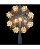 Northlight 7" Silver Tinsel Wreath with Candles Christmas Tree Topper - Clear Lights