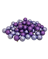 Northlight 60ct Shatterproof Amethyst Purple Shiny and Matte Christmas Ball Ornaments 2.5" 60mm