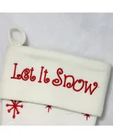 Northlight 18" Red and White "Let It Snow" Santa Claus Embroidered Christmas Stocking