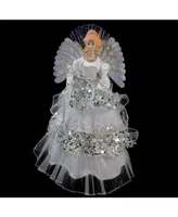 Northlight 16" Lighted Fiber Optic Angel in Silver Sequined Gown Christmas Tree Topper